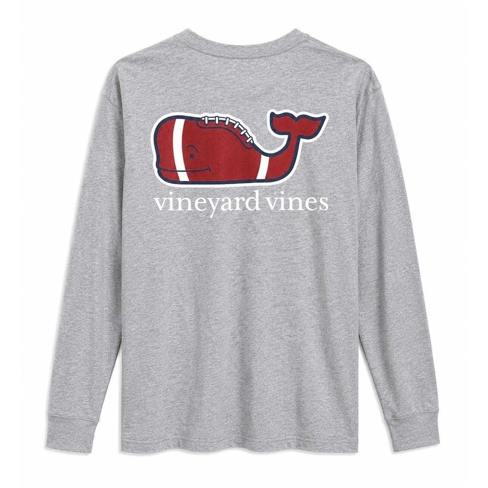 Vineyard Vines Football Whale Long Sleeve Tee Size L EUC - Picture 2 of 8